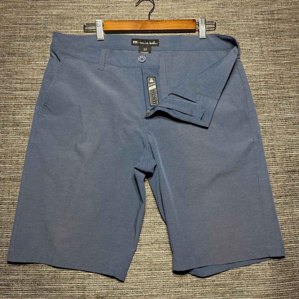 Travis Mathew Shorts Mens 33 Blue Beck Performance Stretch Golf Shorts
